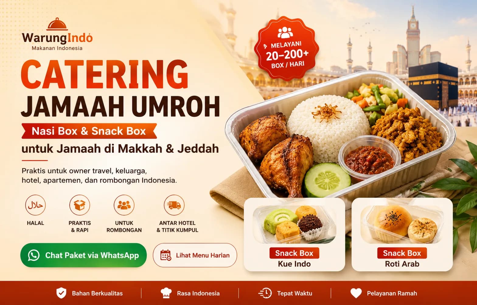 Catering nasi box dan snack box jamaah umroh Warungindo